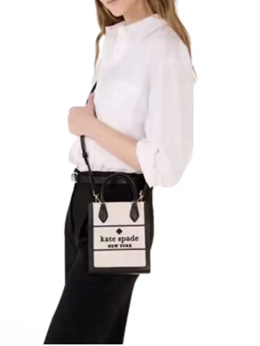 Kate Spade Ellie Mini Canvas Leather Crossbody Bag Black Multi